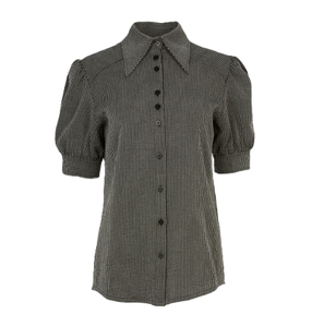 Mejor oferta Primavera Verano nueva camisa de punto de color sólido para mujer Blusa con manga abullonada Casual suelta manga corta transpirable - Product Image 5