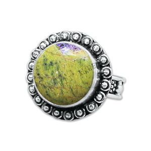 Maravilloso suministro directo, venta al por mayor, latón hecho a mano, chapado en plata, forma mixta, conjunto de bisel de piedras preciosas de atlantasita, anillo solitario, joyería - Product Image 3