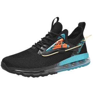 Chaussures de sport décontractées respirantes pour hommes, grandes tailles, noir/bleu, avec amorti, logo personnalisé OEM - Product Image 1