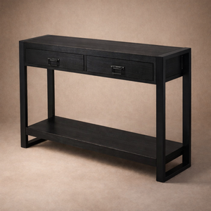 Handmade Solid Mango Wood <b>Console</b> <b>Table</b> | Industrial Black Metal Frame | Antique Design Entryway <b>Storage</b> <b>Table</b> Living Furniture - Product Image 2