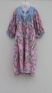 Vestido de algodón estampado de verano Casual Floral Midi Mini vestidos ropa suave para el hogar ropa Puff mangas Casual suelto suave Maxi vestidos - Product Image 6