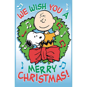 Carte de vœux de Noël pour Peanuts, impression offset sur carte postale pour occasions festives - Product Image 1