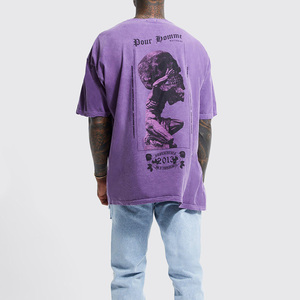 T-shirt pour homme 100% coton lavé à l'acide T-shirt vierge imprimé numérique personnalisé 180 g/m² - Product Image 6