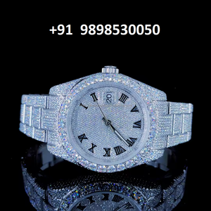 Montre Hip Hop VVS en acier inoxydable avec cadran noir personnalisé VVS Lab Grown Diamond Automatic Trending Wrist Diamond Watch - Product Image 2