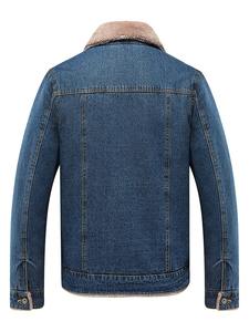 Veste en jean personnalisée délavée à l'acide, coupe-vent, chaude et doublée polaire pour homme, style urbain - Product Image 4