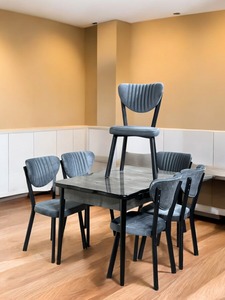 Morden Ensemble de table à manger de luxe à 6 chaises Design moderne avec dessus en marbre Mobilier de maison pour salle à manger - Product Image 3