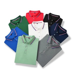 Verano Unisex de alta calidad para camiseta Polo bordada personalizada Casual algodón Spandex camiseta patrón sólido tamaño de hombres y mujeres - Product Image 2