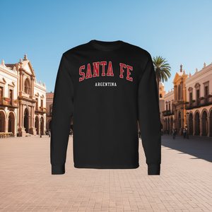 T-shirt a maniche lunghe Santa Fe Argentina stile college vestibilità premium - Product Image 3
