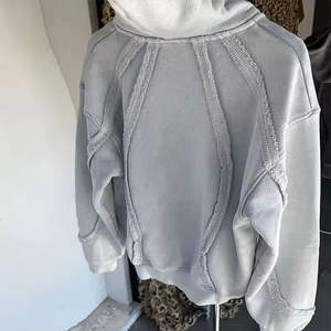 OEM Custom Distressed Vintage Heavyweight 100% Cotton French Terry Oversized <b>Zip</b> <b>up</b> <b>Men's</b> Hoodies - Product Image 5