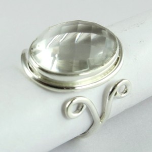 La mode créée ! ! Bagues ovales en cristal blanc plaqué argent, style bohème, sertissage clos, bijoux en argent indien en ligne - Product Image 4