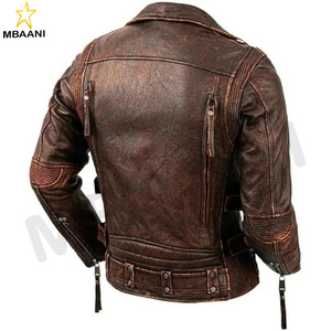 Chaleco de Cuero para Motociclista, Estilo Vintage, Marca Negan, de Cuero Vacuno Marrón, sin Mangas - Product Image 3