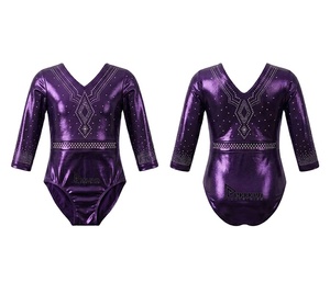 ชุดลีโอตาร์ดหนัง PU เงาสูงสำหรับยิมนาสติก ชุดฝึกซ้อมสำหรับการแข่งขัน ประดับด้วยคริสตัล เหมาะสำหรับการแสดงเต้นรำ สำหรับเด็กหญิงและผู้หญิง สำหรับการสั่งซื้อจำนวนมาก - Product Image 6