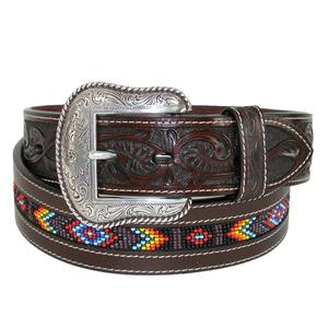 Ceintures en cuir de vachette véritable de longueur personnalisée en gros ceinture de sangle de style occidental usinée à la main avec des sangles de perles en plusieurs couleurs - Product Image 1