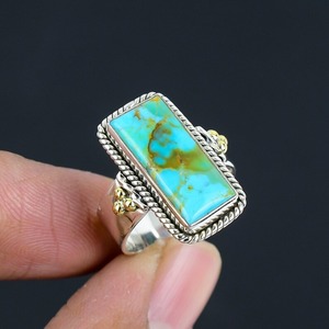 925 Sterling Silver Bohemian Style Oval Cut <b>Turquoise</b> Promise <b>Ring</b> Handmade Natural Gemstone Wedding Gift for Party Unisex - Product Image 4