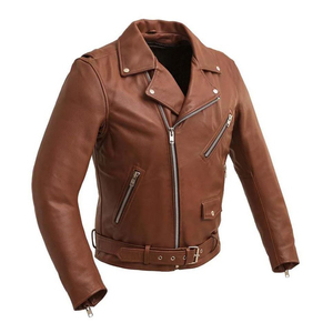 Chaqueta de moda con cremallera de motocicleta de cuero de alta calidad con ropa de seguridad para motociclistas resistente a la abrasión chaqueta de cuero de montar genuino - Product Image 1