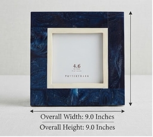 <b>Square</b> Wood Photo <b>Frame</b> With Elegant Resin Blue Marbled Design Tabletop Display - Product Image 1