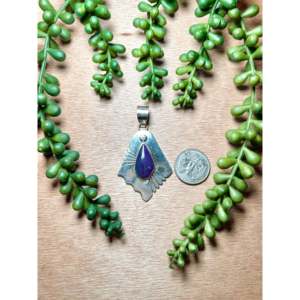 Navajo Handmade Sngilite & Sterling Silver Pendant Bezel Setting Religious Charm Jewelry Inlaid Rose Gold Pearl Number Pattern - Product Image 2