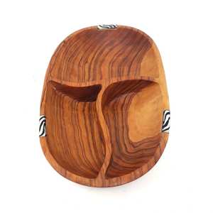 Wooden <b>Snack</b> <b>Bowl</b> Small Divided Handmade Round Oval Wood Gift Idea Decorative <b>Bowl</b> - Product Image 1