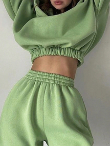 Chándal de algodón 100% de alta calidad para mujer, ropa deportiva de invierno OEM ODM, recién llegado, conjuntos cómodos de estilo sólido de talla grande - Product Image 3