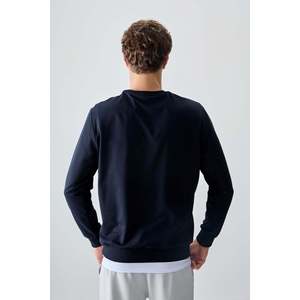 Sudadera Básica para Hombre de Algodón Azul Marino, Textura Suave, Corte Estándar - 88363 - Azul Marino - Product Image 5