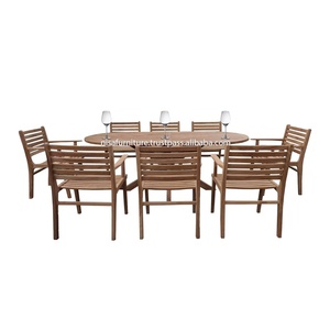 Modern Outdoor Teak <b>Wood</b> Furniture Set Patio <b>Chairs</b> & Oval Dining <b>Table</b> for Villa <b>and</b> Courtyard Indonesia - Product Image 3