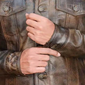 Chaqueta de cuero de manga larga para hombre de alta calidad, ropa de invierno informal, transpirable, secado rápido, tela de poliéster, cuello levantado personalizado - Product Image 5