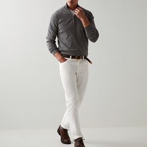 男性用通気性固体カシミヤニットウェア冬プルオーバーセータータートルネックとハーフジッパー付きOEMサービス利用可能 - Product Image 3