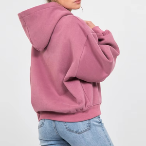 Venta al por mayor logotipo personalizado frente Otoño Invierno polar transpirable de gran tamaño suelto gota hombro 3D en relieve sudaderas con capucha para las mujeres - Product Image 5