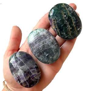 Cristal Arco Iris fluorita Palma piedra Natural piedra curación piedra preciosa guijarro Palma tallada cuarzo ágata cristal Palma piedras - Product Image 4