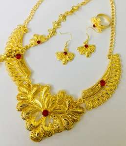 Collar de cobre chapado en oro de 24 quilates Vintage de inspiración italiana, conjunto de joyería de moda para mujer con diamantes clásicos directamente de EE. UU. Francia - Product Image 4