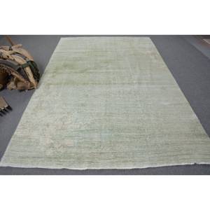Alfombra turca Vintage moderna de 6,3x9,5 pies, diseño clásico de retazos verdes, área grande, rectángulo, patrón abstracto, Alfombra de habitación de látex de lana - Product Image 1