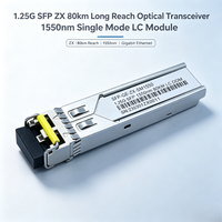 Transceiver Optik Jarak Jauh 1.25G SFP ZX 80km 1550nm Modul LC Single Mode untuk Gigabit Ethernet