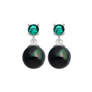 New arrival 925 Sterling Silver Shell Pearl 8 mm Mallorca Flawless Shape 4 mm <b>Emerald</b> Color ZIRCON <b>STUD</b> EARRINGS From Turkey - Product Image 2