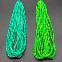 Perles Rondelles Facettées en Opale Éthiopienne 100% Naturelle de Haute Qualité 5mm, Couleurs Vert Citron Jungle Mélangées, Fil de Perles Libres, 50+ Ans