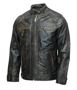 Veste de moto classique en cuir de vache naturel noir vieilli, prix bon marché, service OEM, vente en gros, nouvelle mode 2025 pour hommes - Product Image 1