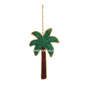 เครื่องประดับแขวนต้นคริสต์มาสสีทองรูปต้นไม้ทำด้วยมือวัสดุผ้าที่ใช้สำหรับตกแต่งงานเลี้ยงวันเกิด - Product Image 1