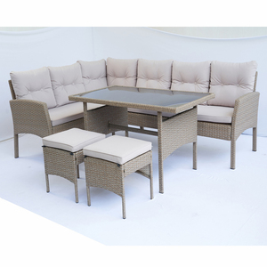 SF00093 Directo de fábrica en VN, Conjunto de Sofás de Jardín de Ratán Moderno, Muebles de Exterior con Mesa de Vidrio y Cojines, Diseño Contemporáneo - Product Image 5