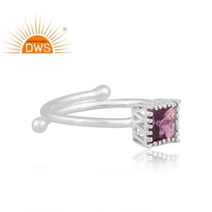 Dernière Tendance Argent Sterling Fin Naturel Rose Améthyste Pierre Précieuse Bague Empilable Bijoux Personnalisés Pour Femmes Cadeau Pour Elle - Product Image 2