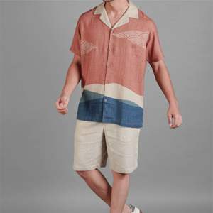 Camisa de lino con cuello cubano para hombre, transpirable y cómoda, ideal para ropa informal, vacaciones y actividades al aire libre - Product Image 6