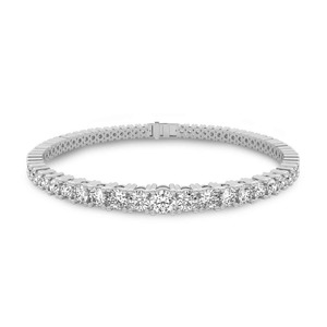 Brilliant Round Lab Grown Diamond Tennis Bracelet 4 Ct Tw F-G Color VS Clarity 73 Diamonds 14K <b>Solid</b> <b>Gold</b> Full Pave Statement - Product Image 3