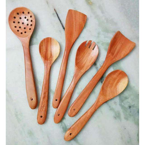 Ensemble de 9 pièces en bois naturel, ustensiles de cuisine antiadhésifs, spatules en teck, ustensiles de cuisine en bois, cuillères en bois par glowin fashion - Product Image 2