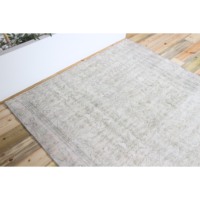 Tapis vintage turc écologique avec envers en latex et franges, 5,2x8 pieds, vert, grand tapis en laine patchwork