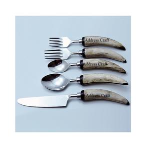 Ensemble de couverts en acier inoxydable de qualité supérieure ensemble de couverts modernes avec manche en corne naturelle vaisselle articles de maison couverts couverts - Product Image 1