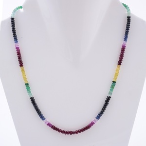 Collar Étnico Unisex de Diseño, Hecho a Mano con Cuentas Facetadas Redondas Multicolores de Cianita, Cadena de Acero Inoxidable, Regalo - Product Image 1