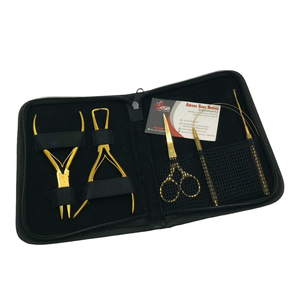 Plaqué or de haute qualité, prix de gros, kit de pinces applicatrices et enlèvement de micro perles, outils d'extension de cheveux en acier inoxydable - Product Image 1