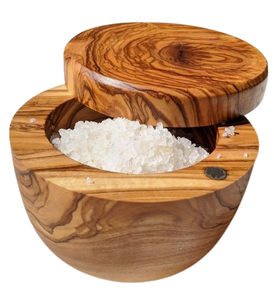 Ensemble de saladier et sucrier en bois Bol à épices et à herbes de cuisine avec couvercle Vaisselle élégante en bambou Idéal pour la cuisine à domicile - Product Image 1