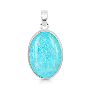 Colgante de piedras preciosas ovaladas de turquesa natural de Plata de Ley 925 - Product Image 1