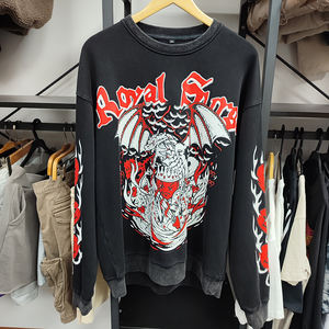 OEM Personnalisé DTG Impression Personnalisée Vintage Col Ras du Cou Surdimensionné Col Ras du Cou Délavé à l'Acide Sweatshirts pour Hommes - Product Image 4