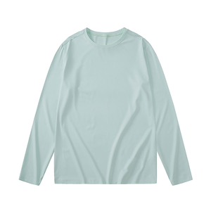 Gran oferta 2025 camisetas para hombre 100% algodón de manga larga Camiseta de gimnasio patrón sólido personalizado sublimación camiseta teñida Lisa para hombre - Product Image 4