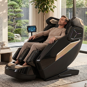 Fauteuil de <span class=keywords><strong>massage</strong></span> électrique 4D Shiatsu à gravité z<span class=keywords><strong>éro</strong></span> avec commande vocale IA, rail SL, cuir PU, modes multiples - Product Image 1